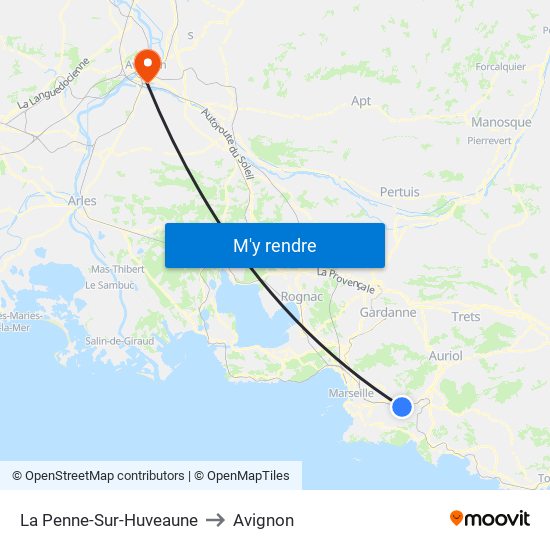 La Penne-Sur-Huveaune to Avignon map