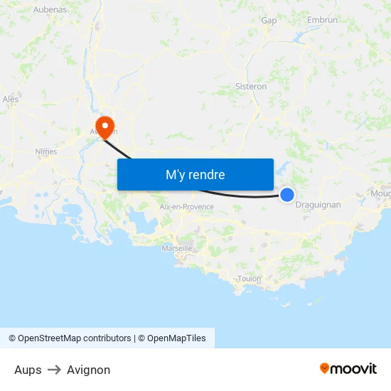 Aups to Avignon map