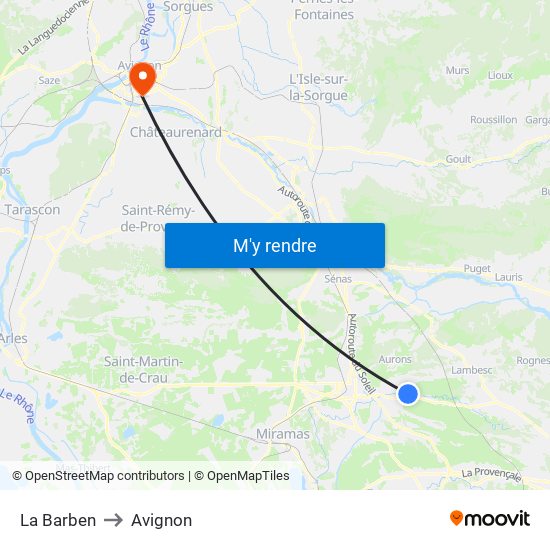 La Barben to Avignon map