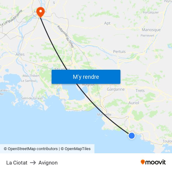 La Ciotat to Avignon map
