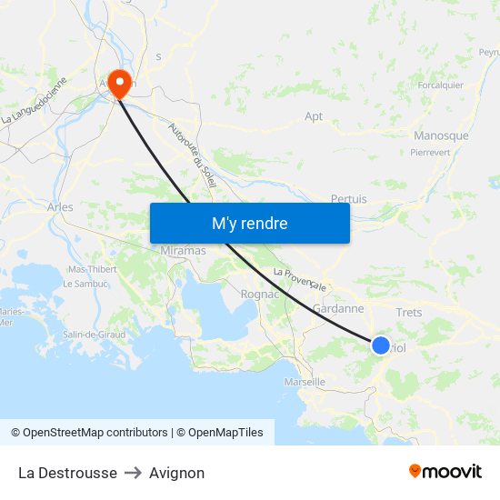 La Destrousse to Avignon map