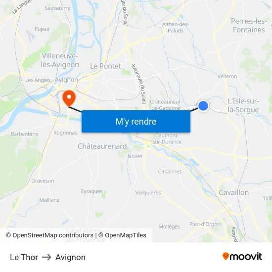 Le Thor to Avignon map