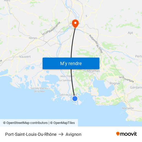 Port-Saint-Louis-Du-Rhône to Avignon map