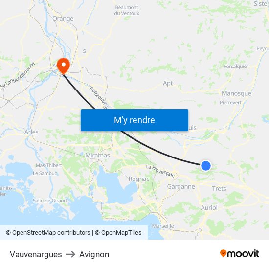 Vauvenargues to Avignon map