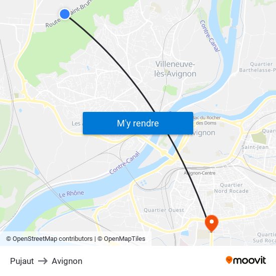 Pujaut to Avignon map