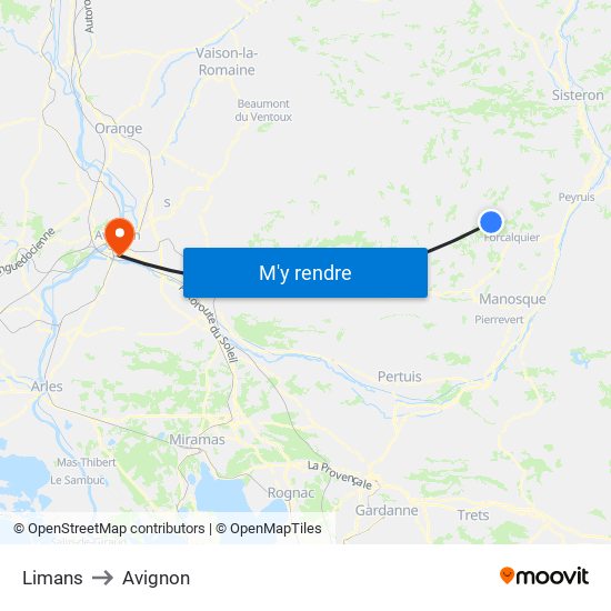 Limans to Avignon map