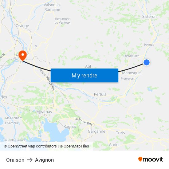 Oraison to Avignon map