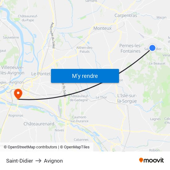 Saint-Didier to Avignon map