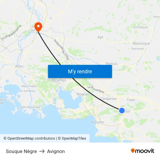 Souque Nègre to Avignon map
