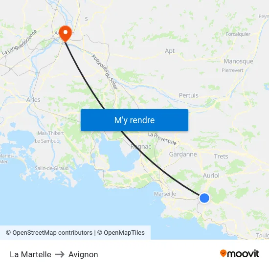 La Martelle to Avignon map