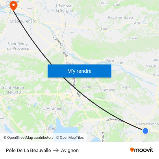 Pôle De La Beauvalle to Avignon map