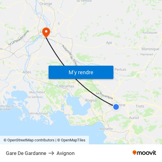 Gare De Gardanne to Avignon map