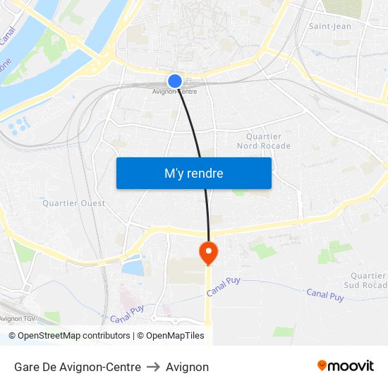 Gare De Avignon-Centre to Avignon map