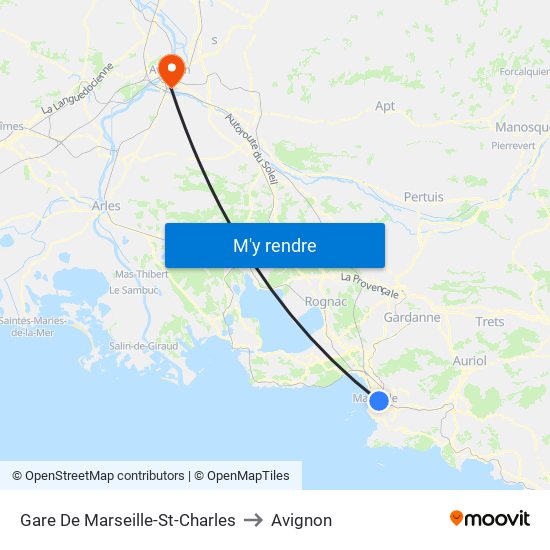 Gare De Marseille-St-Charles to Avignon map