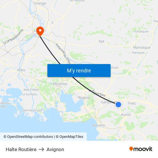 Halte Routière to Avignon map