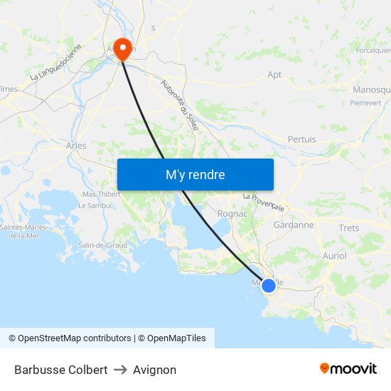 Barbusse Colbert to Avignon map