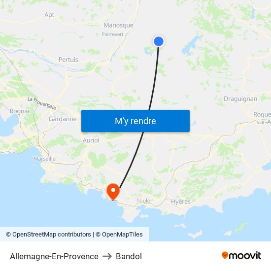 Allemagne-En-Provence to Bandol map
