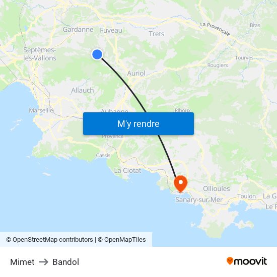 Mimet to Bandol map
