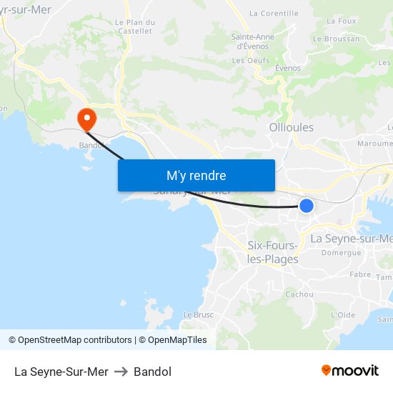 La Seyne-Sur-Mer to Bandol map