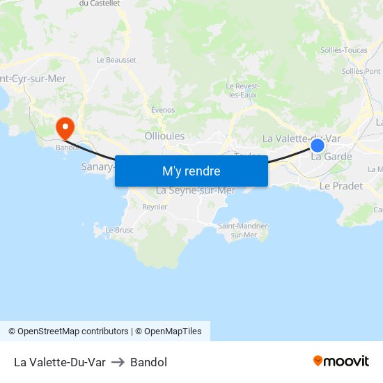La Valette-Du-Var to Bandol map