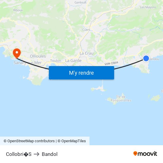 Collobri�S to Bandol map