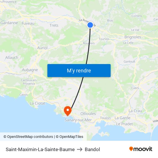 Saint-Maximin-La-Sainte-Baume to Bandol map