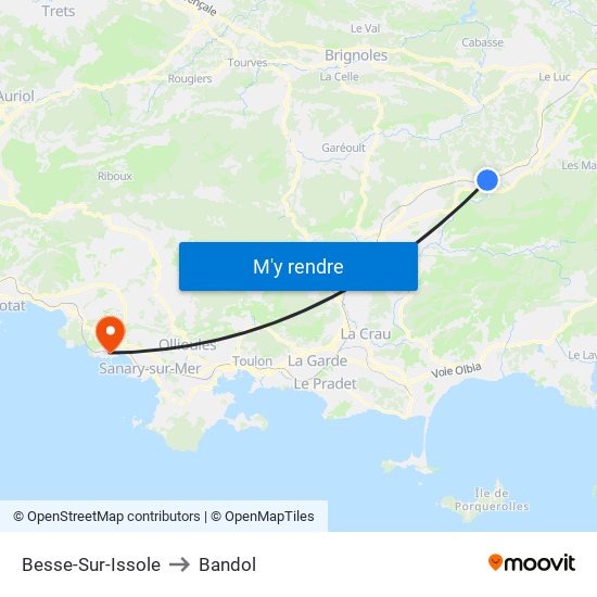 Besse-Sur-Issole to Bandol map