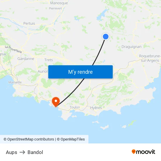 Aups to Bandol map