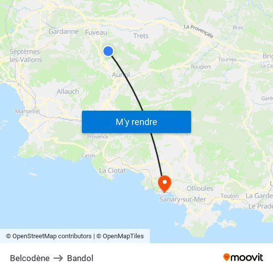 Belcodène to Bandol map
