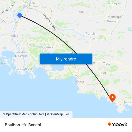 Boulbon to Bandol map