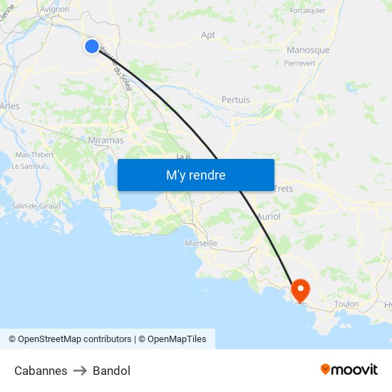Cabannes to Bandol map