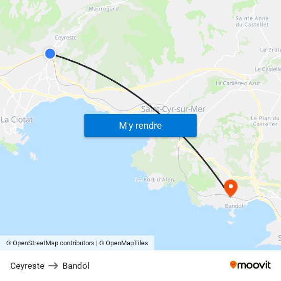 Ceyreste to Bandol map