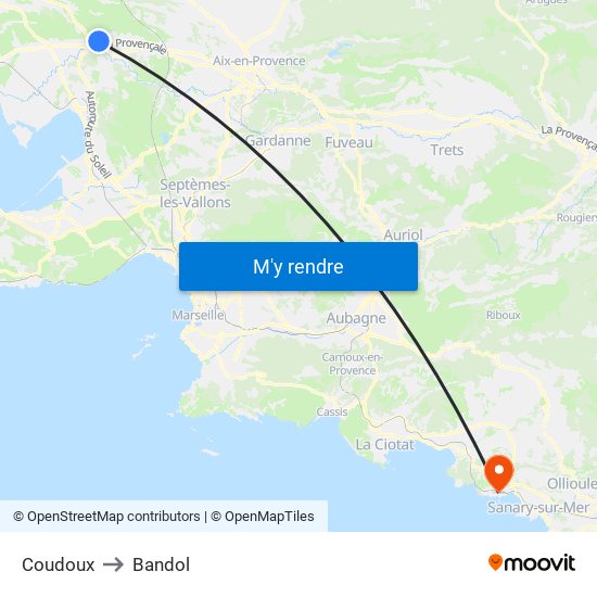 Coudoux to Bandol map