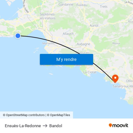Ensuès-La-Redonne to Bandol map
