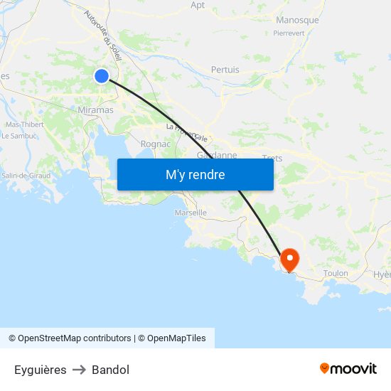 Eyguières to Bandol map
