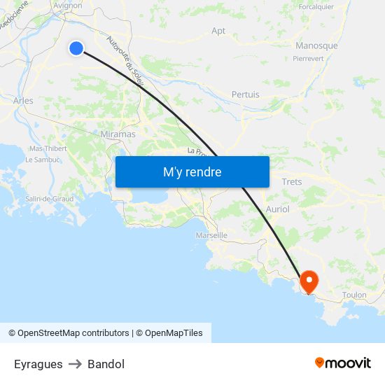 Eyragues to Bandol map