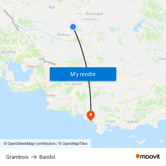 Grambois to Bandol map