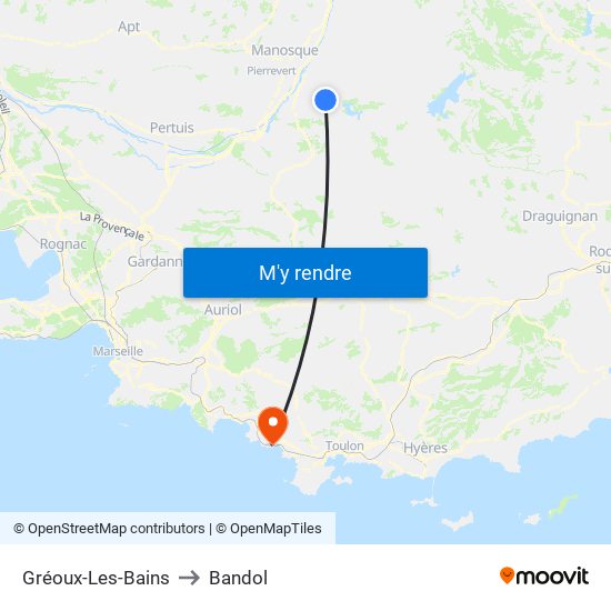 Gréoux-Les-Bains to Bandol map