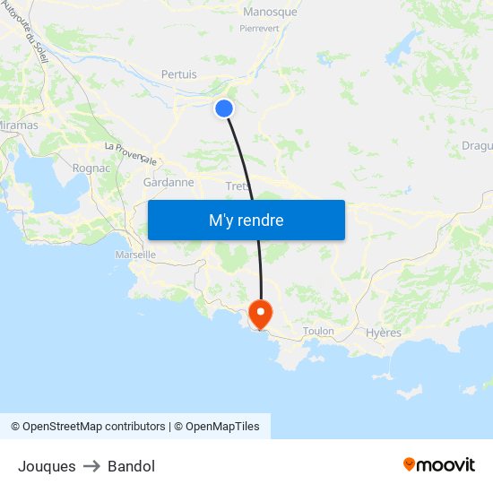 Jouques to Bandol map