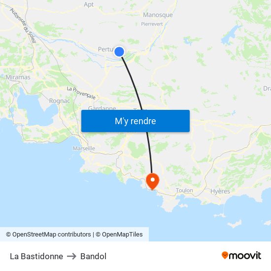 La Bastidonne to Bandol map