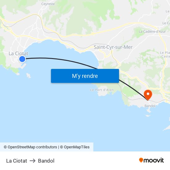 La Ciotat to Bandol map