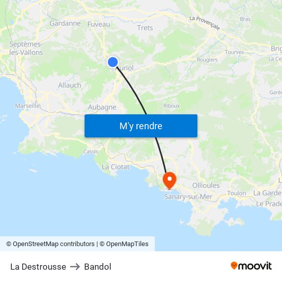 La Destrousse to Bandol map