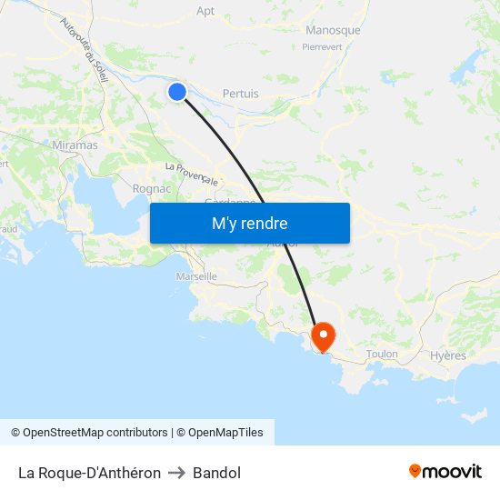 La Roque-D'Anthéron to Bandol map