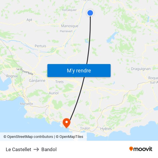 Le Castellet to Bandol map