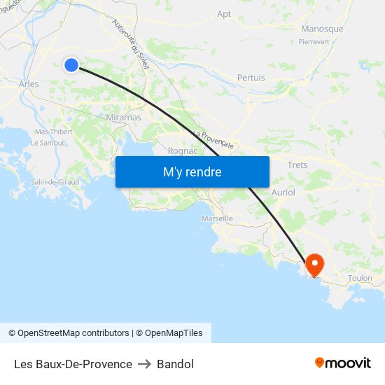 Les Baux-De-Provence to Bandol map
