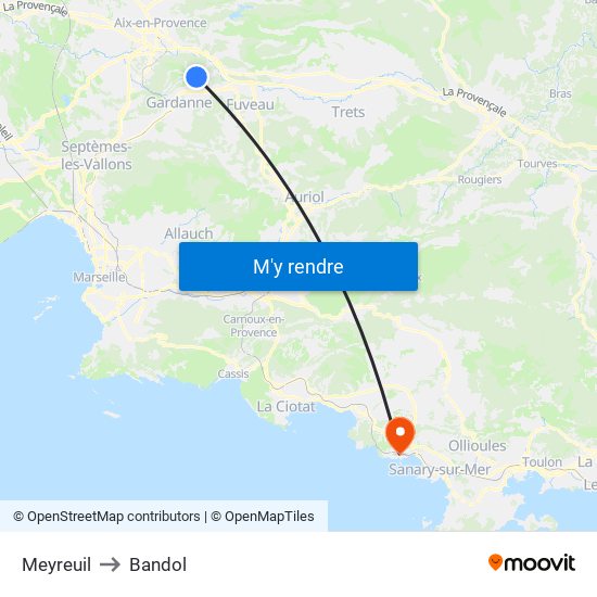 Meyreuil to Bandol map