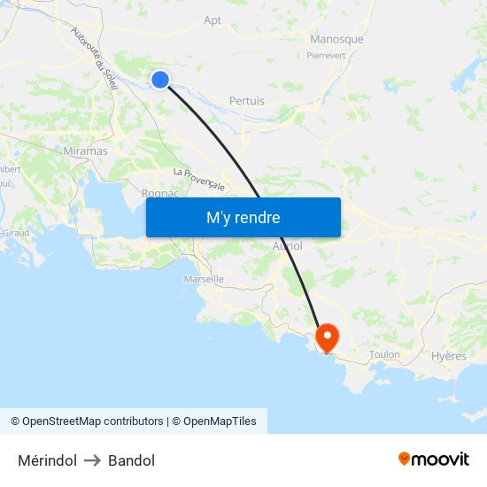 Mérindol to Bandol map