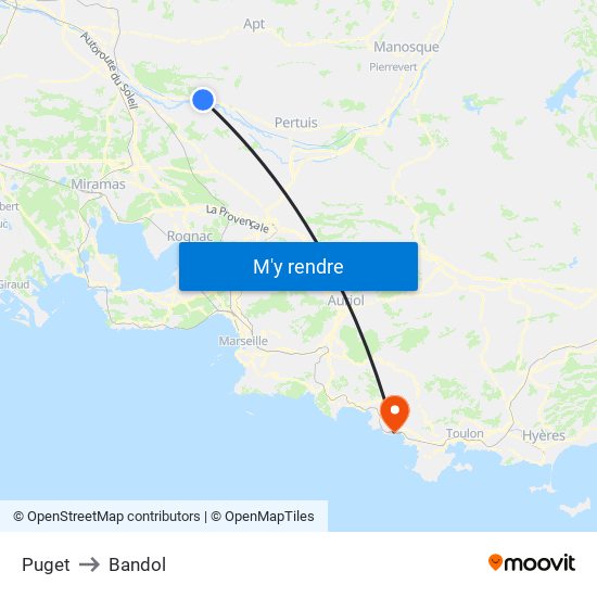 Puget to Bandol map