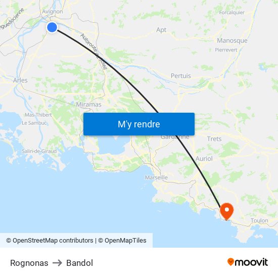 Rognonas to Bandol map
