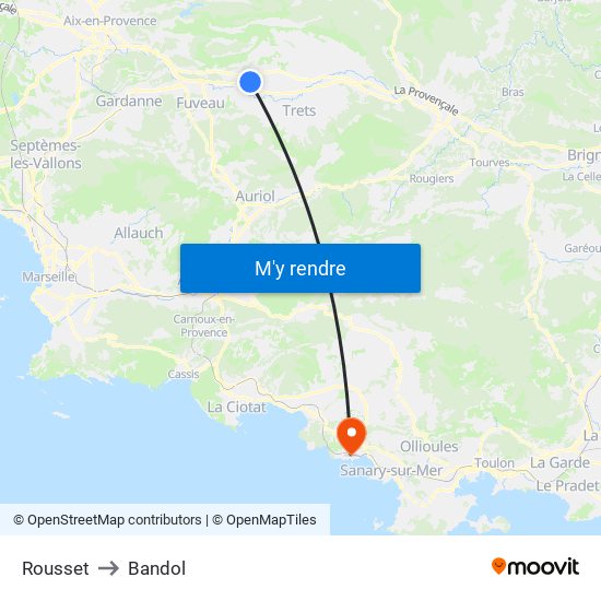Rousset to Bandol map